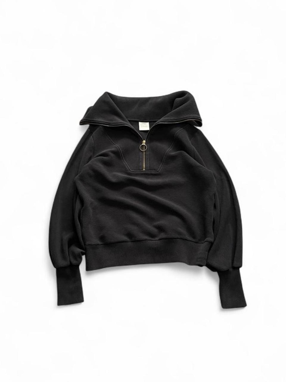 Varley Vine Half-Zip Ottoman Rib Pullover Womens XS Black Oversized